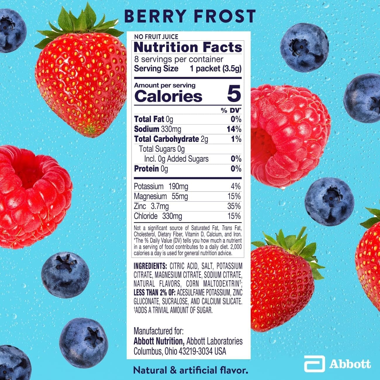 Pedialyte Electrolyte Drink Mix With Zero Sugar | Hydration With Key Electrolytes | Great Hydration Low in Calories | Berry Frost, 24 Powder Packets - Image 4