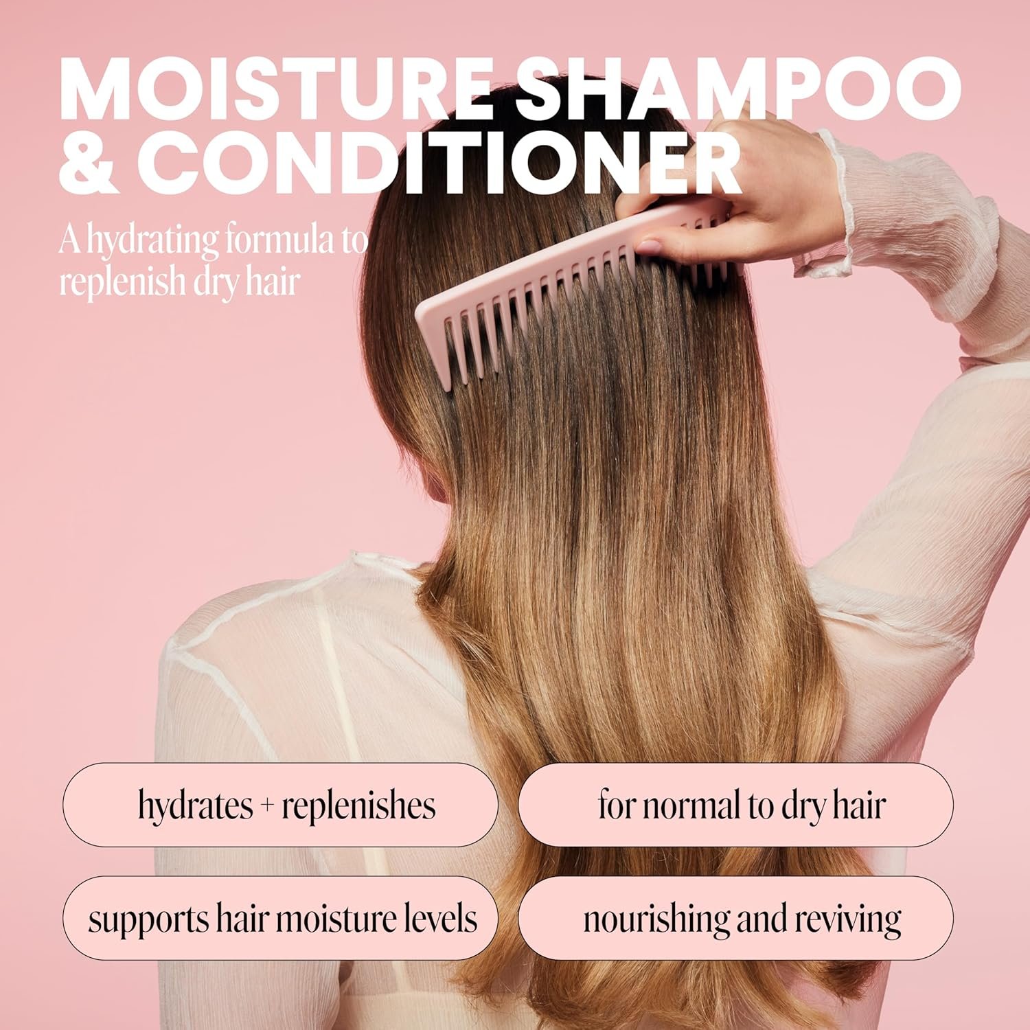 MONDAY HAIRCARE Moisture Shampoo + Conditioner Bathroom Set (2 Count) 27 oz Each for Dry, Coarse, Stressed, Frizzy Hair, Made with Coconut Oil, Rice Protein, Shea Butter and Vitamin E - Image 3