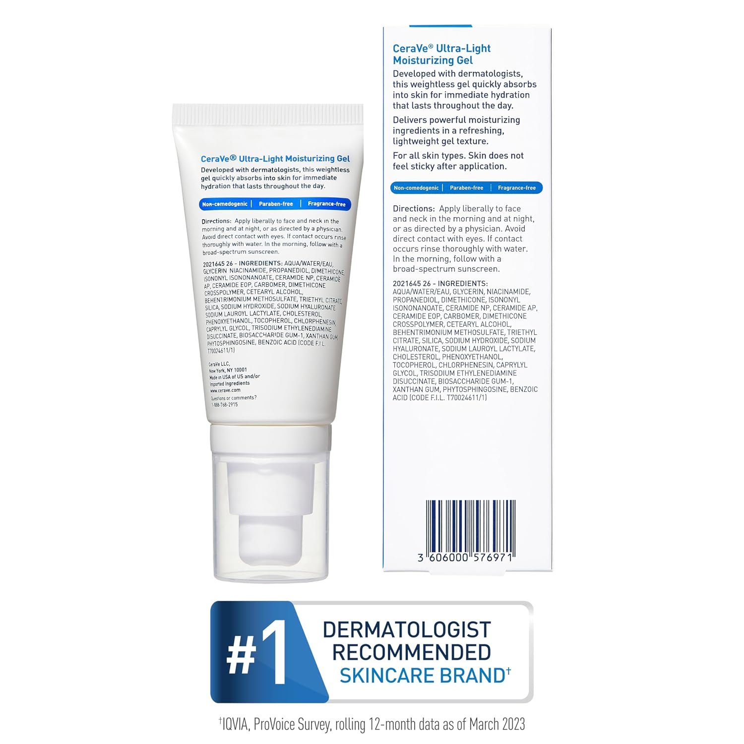 CeraVe Ultra-Light Moisturizing Gel, Niacinamide Face Moisturizer, 1.75oz - Image 7