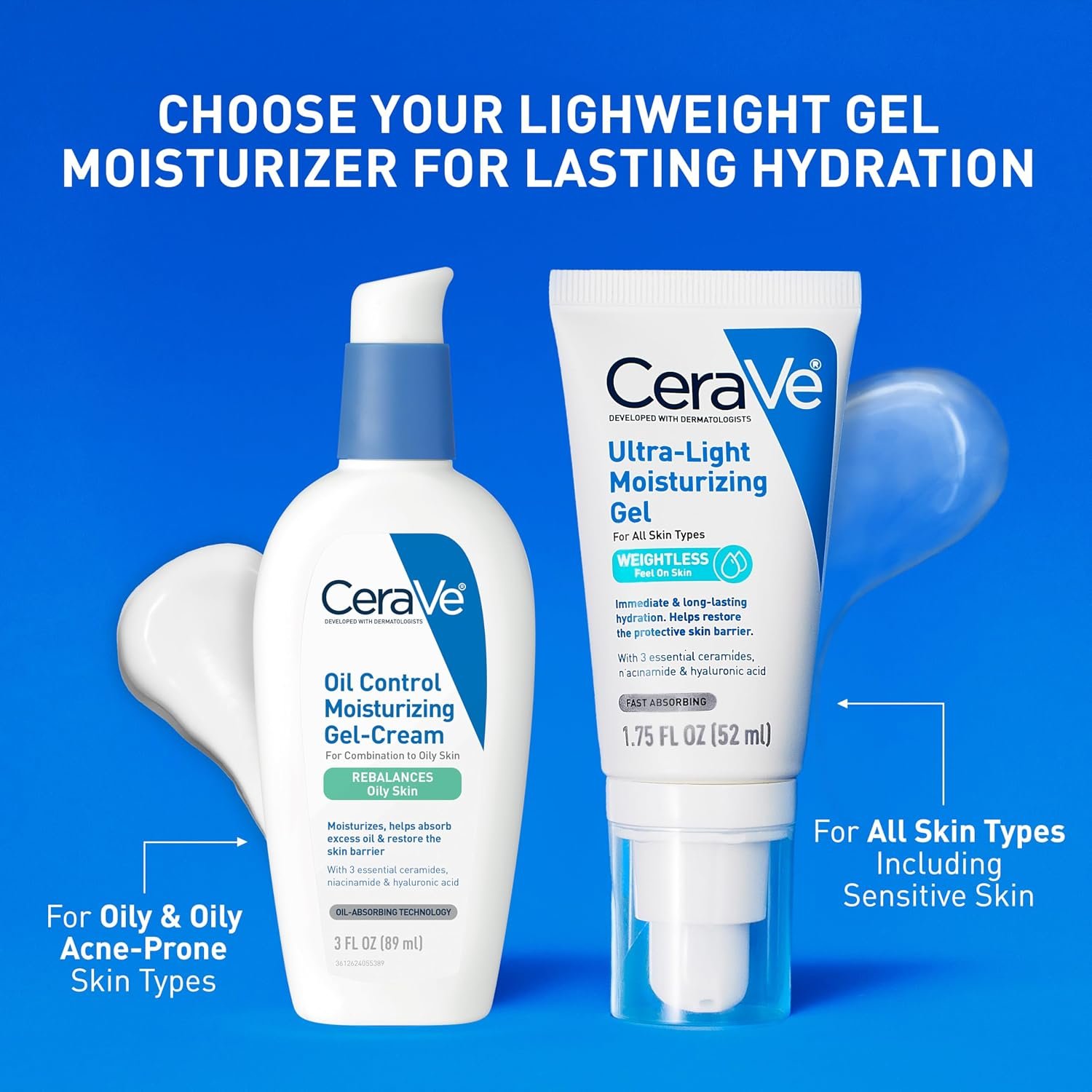 CeraVe Ultra-Light Moisturizing Gel, Niacinamide Face Moisturizer, 1.75oz - Image 3