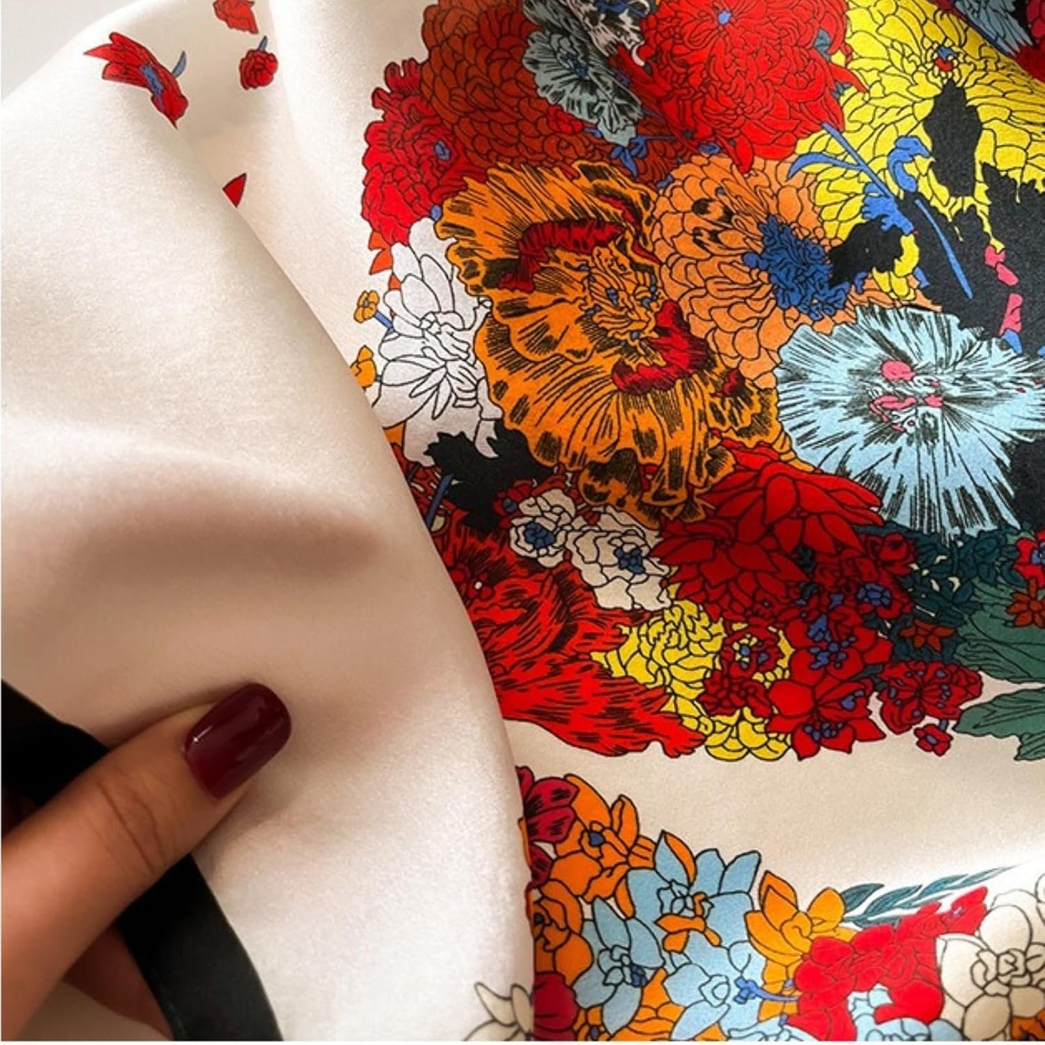 PoeticEHome 100% Mulberry Silk Square Scarf for Women, 26 x 26 Inch | Silk Neck Scarf, Headscarf and Neckerchief for Hair or Neck; Lightweight, Breathable and Gift-Ready - Image 2