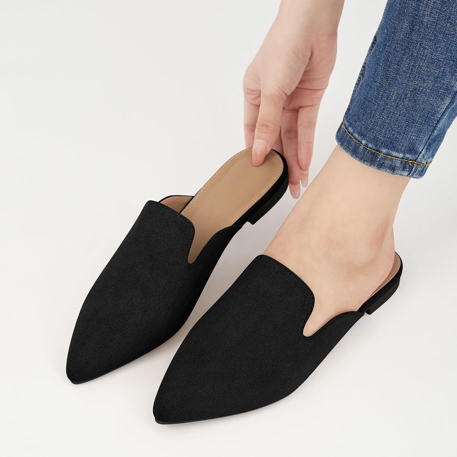 Ecetana Mules for Women Pointed Toe Flats Comfortable Backless Loafers - Image 6