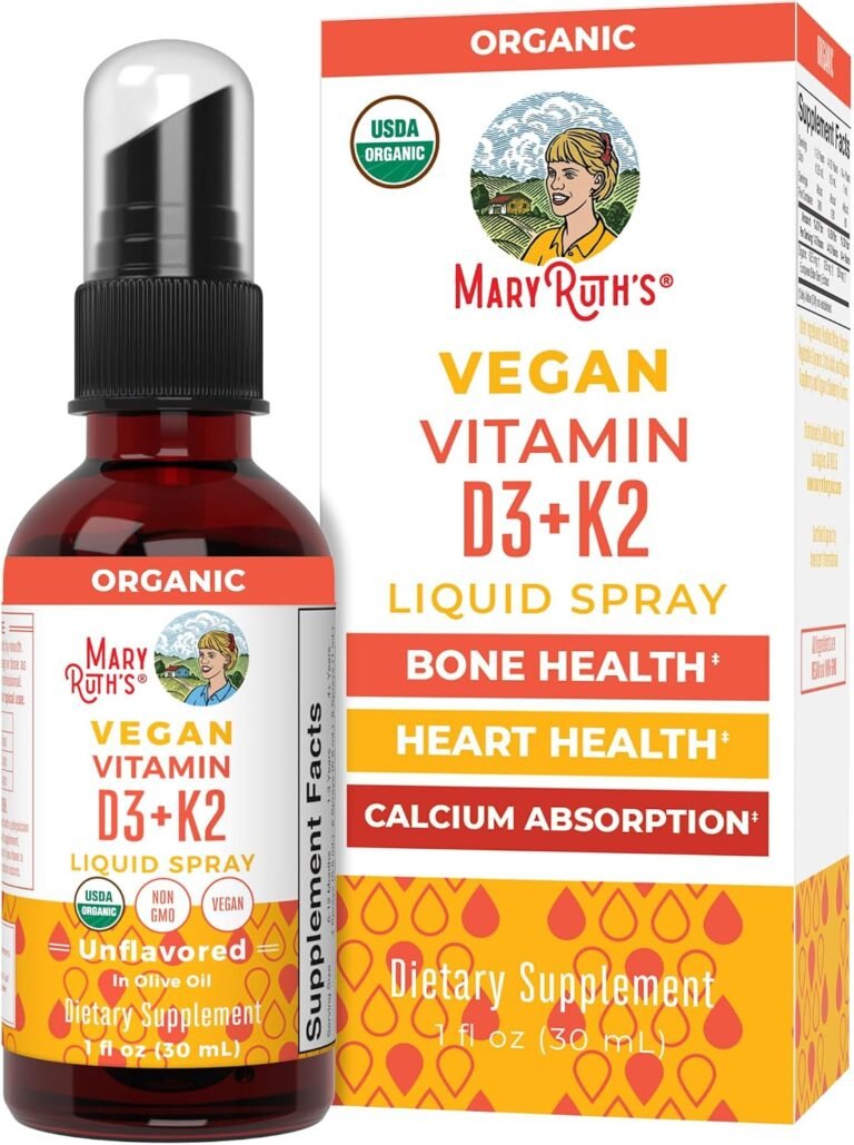 MaryRuth's Organic D3 + K2 Spray for Adults & Kids for Bone Health, 1 Fl Oz
