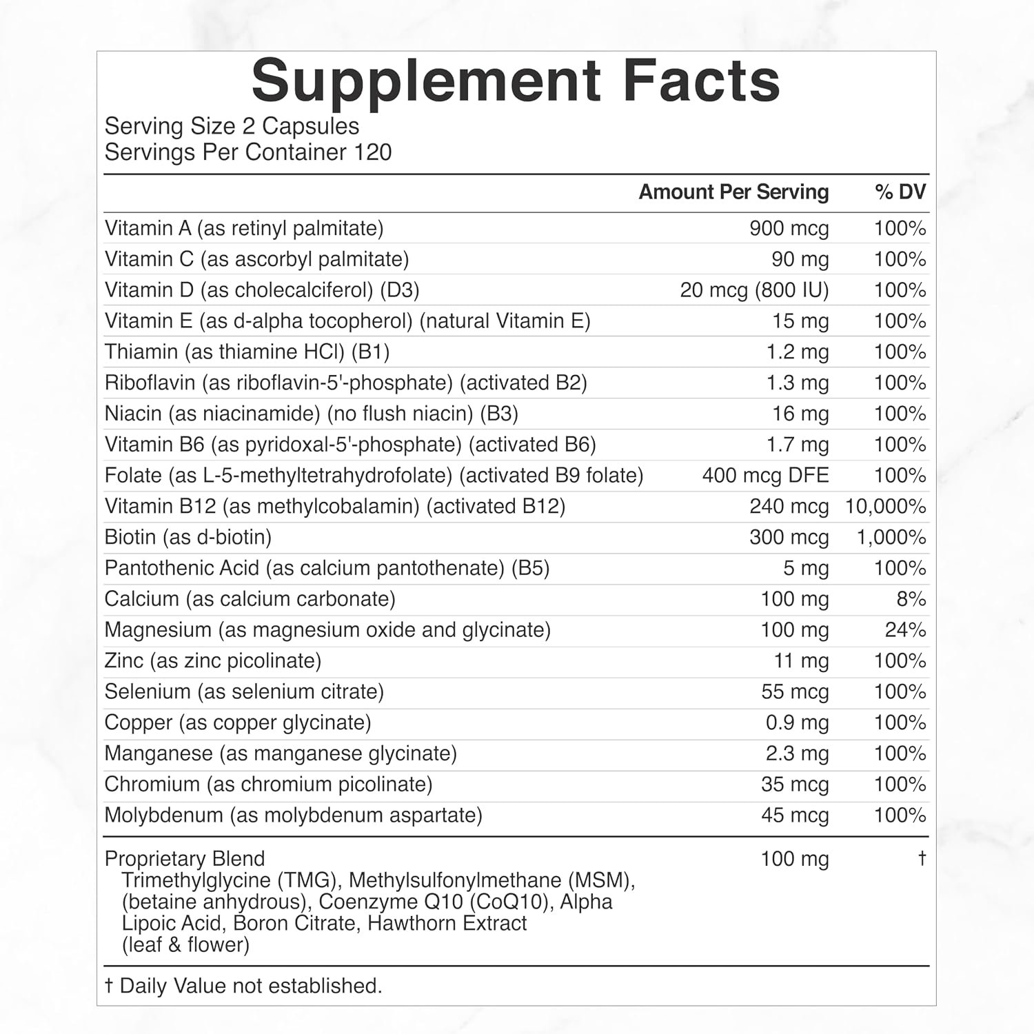 DEAL SUPPLEMENT Methylated Multivitamin for Men & Women, 240 Capsules | 100% DV Vitamins & Minerals | Activated B-Complex & Chelated Minerals, with CoQ10, TMG & ALA | Non-GMO, cGMP Manufactured - Image 2