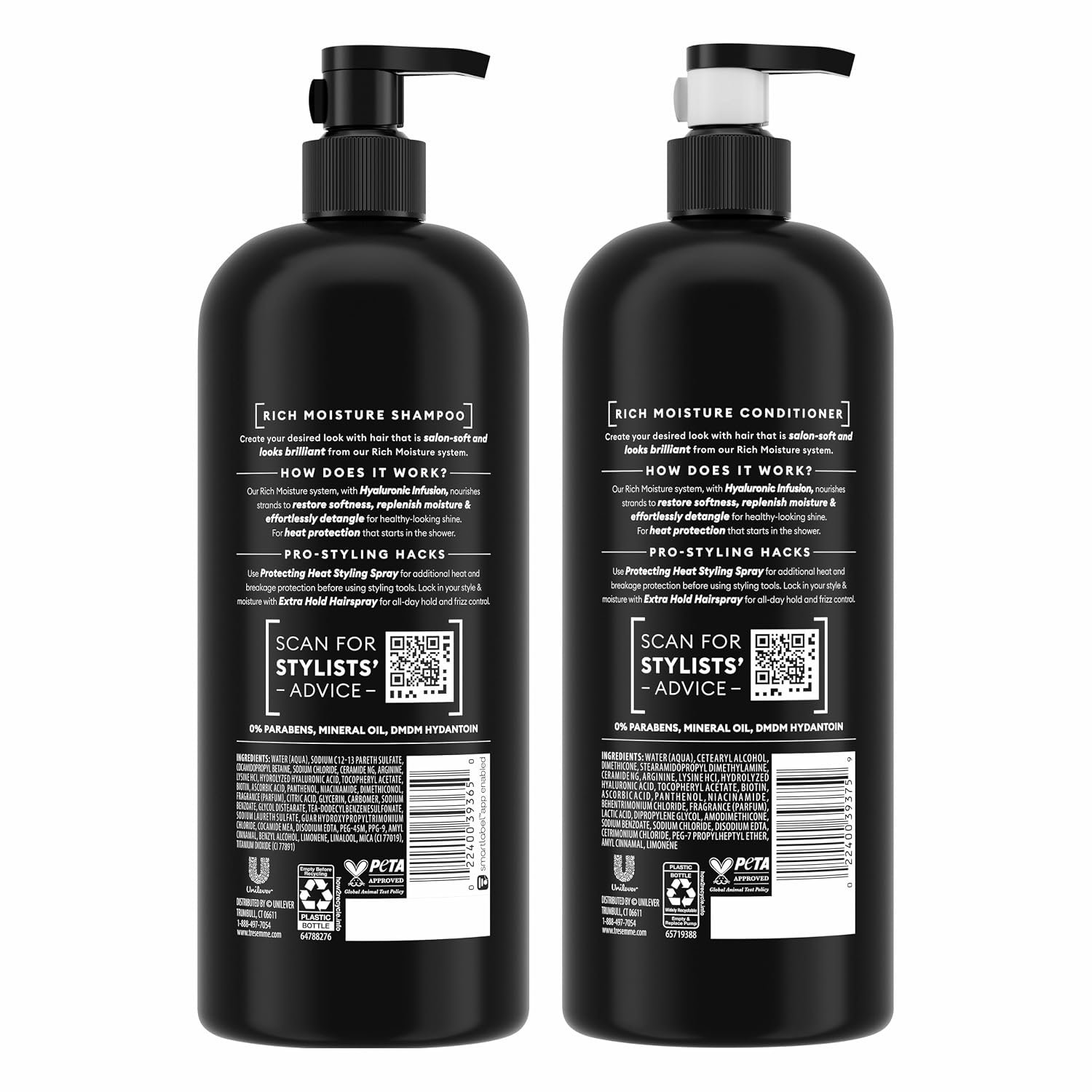 TRESemmé Rich Moisture Hydrating Shampoo & Conditioner Set 28 oz 2 Pack | Moisturizing for frizz-prone hair, Restores damaged hair, Moisturizes & detangles, Shampoo and Conditioner set - Image 2