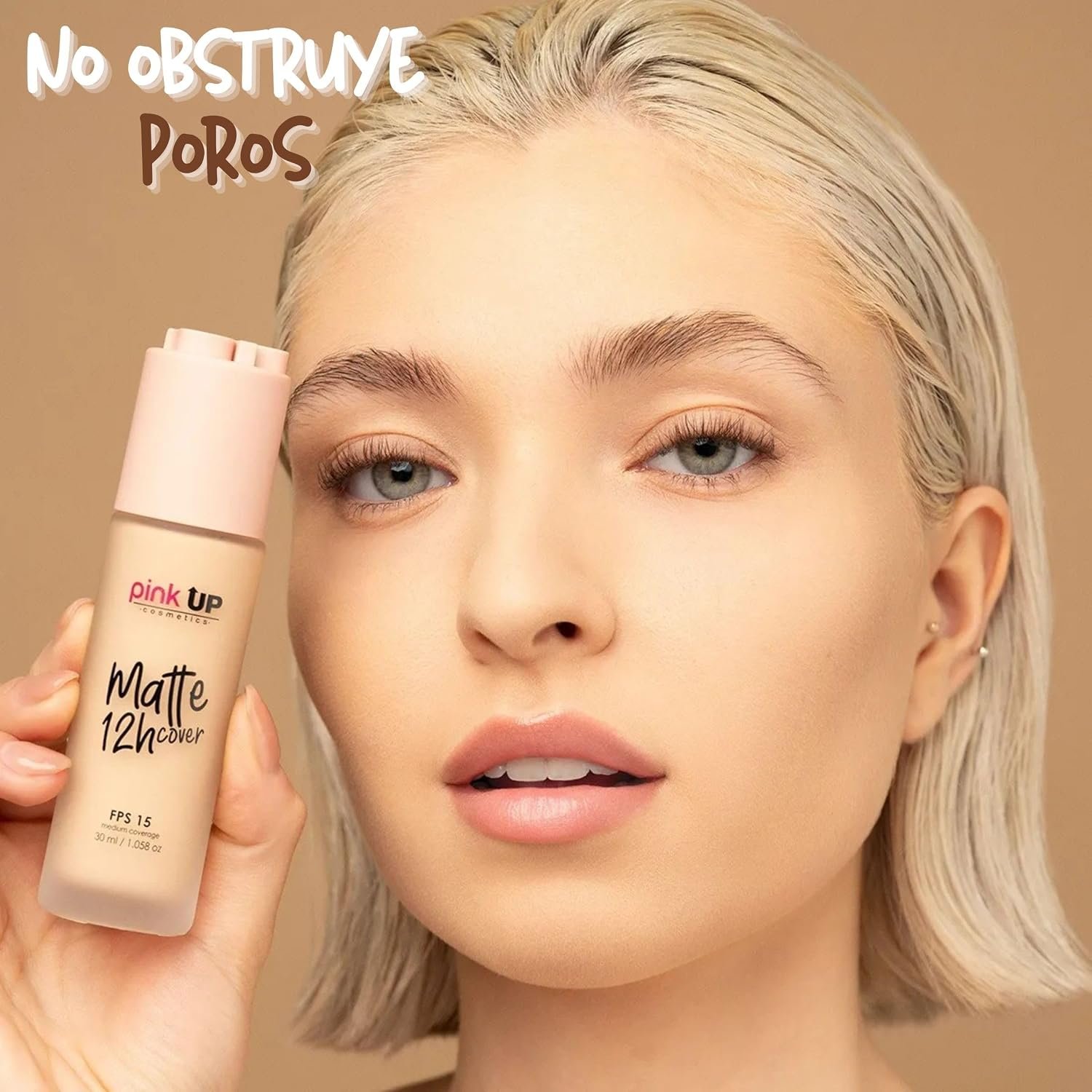 Pink Up | Matte Cover| Liquid Makeup with SPF 15 | 12-hour matte wear | Medium coverage for oily skin | Makeup | Foundation | Lightweight texture | Medium shade | Model PKMHR500 - Image 6