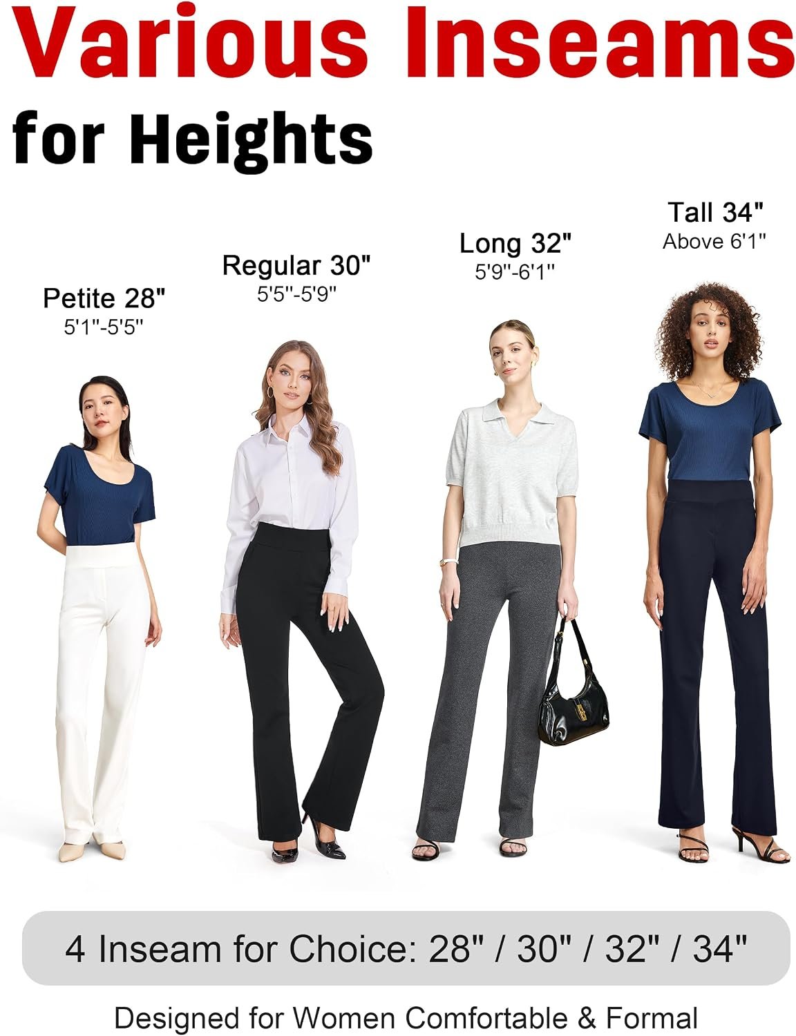 Tapata Women Dress Pants 28"/30"/32"/34" High Waist Stretchy Bootcut Pants Tall, Petite, Regular for Office Business Casual - Image 7
