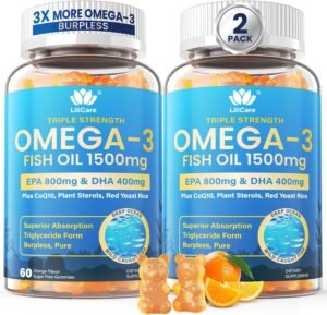 Fish Oil Omega 3 Gummies 1500mg for...