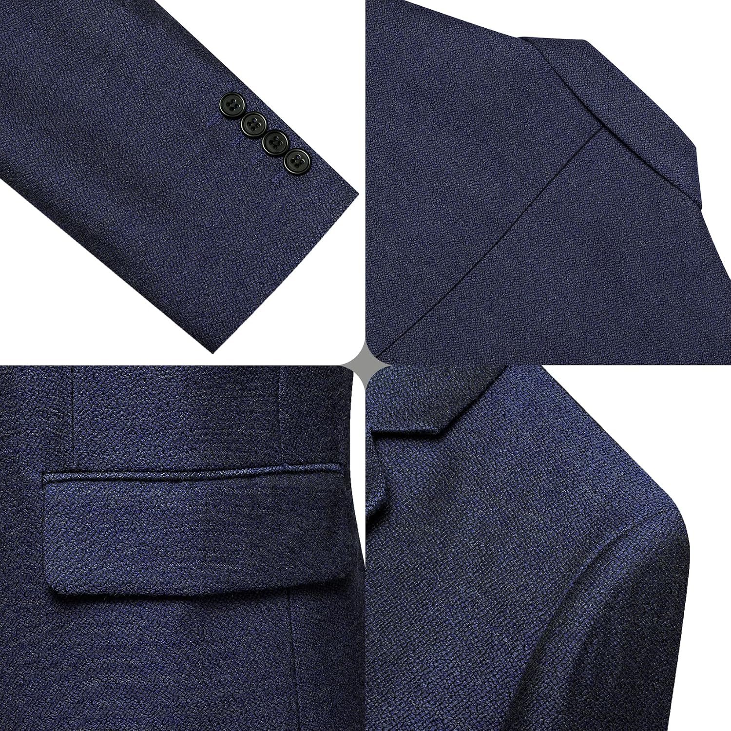 Barry.Wang Mens Herringbone Tweed Blazer Vintage Casual Sport Coat Chain - Image 5