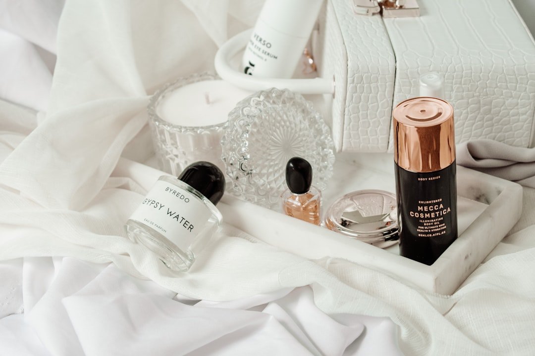 A serene beauty setup featuring elegant skincare products, soft textures, and calming colors to evoke a sense of luxury and self-care.