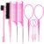 ZVOREI 8Pcs Hair Brushes Set wit, Pink 4Pcs Topsy Hair Tail Tools