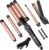 5 in 1 Wand Curling Iron-Kinked Curling Wand Set with Flat Iron Hair Straightener, 3 Barrels Hair Crimper, 3 Ceramic Curling Irons (0.35″-1.25″), 2 Temps Fast Heat Hair Waver Curler, Rose Gold